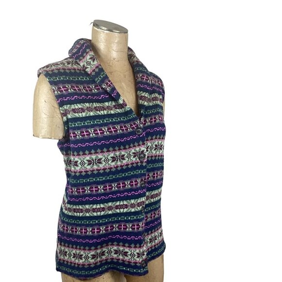 Chaps Cotton Blend Knit Button Vest Nordic Fair Isle Plus Sz 1X #237E - Picture 3 of 7